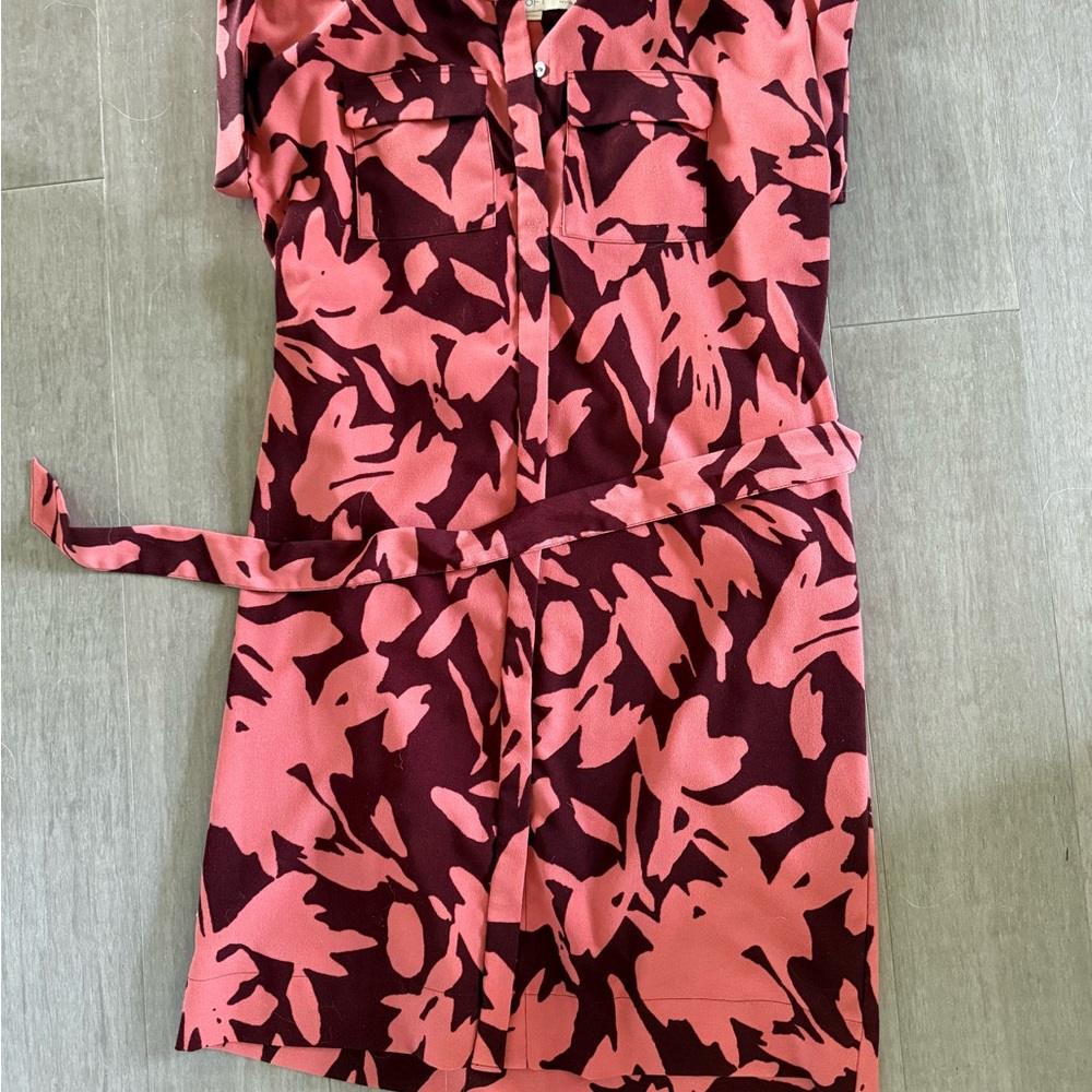 Loft Pink and Burgundy Floral Dress